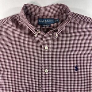 Polo Ralph Lauren Button Down Shirt Mens XL Classic Fit Red Gingham Check Cotton